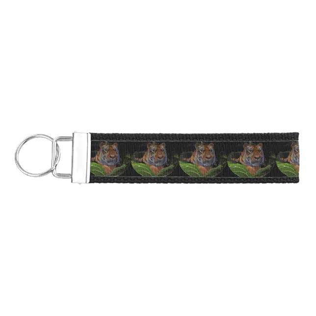 Tiger Crouching in the Jungle Wrist Keychain