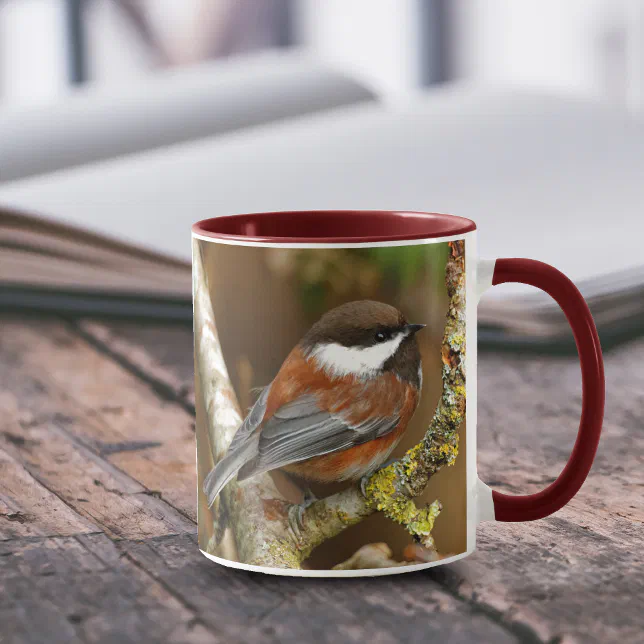 Cute Chestnut-Backed Chickadee on the Pear Tree Mug