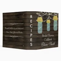 barnwood yellow flowers Mason Jar Recipe Folder