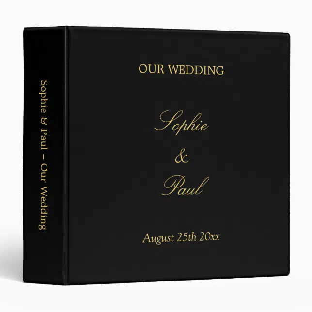 Black Golden Beige Wedding 3 Ring Binder