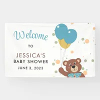 Cute Bear Theme Baby Boy Blue Shower Welcome Banner