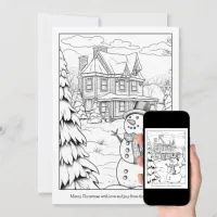 Cute Snowman Family Home Art Coloring Christmas Holiday Card