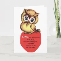 Vintage Owl Valentine Holiday Card