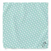 Polka Dot Patterned Retro Monogram Duck Egg Blue Bandana