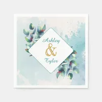 Watercolor Eucalyptus Botanical Wedding   Napkins