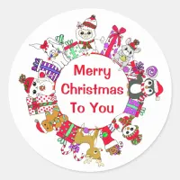 Llamas, Penguin, Gingerbread Man Festive Holiday Classic Round Sticker