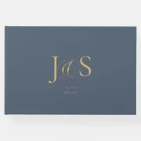 Simple Elegance Wedding Initials Blue ID1022 Guest Book