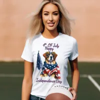 Patriot Pup in Stars and Stripes Independence Day T-Shirt