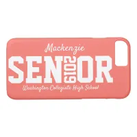 Personalized Senior Class of 2019 Grad Coral iPhone 8/7 Case