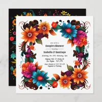 Bold Mexican Fiesta Floral Couple's Shower Invitation