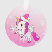 Pink Unicorn Personalied Christmas Ornament