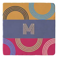 Mid Century Modern Abstract Pattern Boho Monogram Trivet