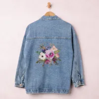 Lavender and Blue Floral Bouquet Denim Jacket