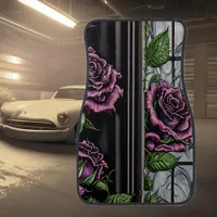 Purple roses by the window - gothic style car floor mat