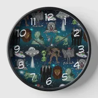 UFO Aliens Chupacabra Bigfoot Cryptids Clock