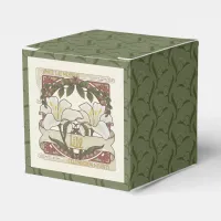 White Lily: Vintage Style Dark Green Pattern Back  Favor Boxes