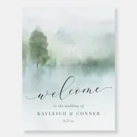 Abstract Watercolor Lake Trees Wedding Welcome Foa Foam Board