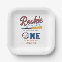 Rookie of the Year Baseball 1st Birthday Party Paper Plates