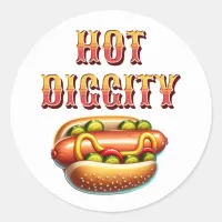 Hot Diggity | Retro Hot Dog  Classic Round Sticker