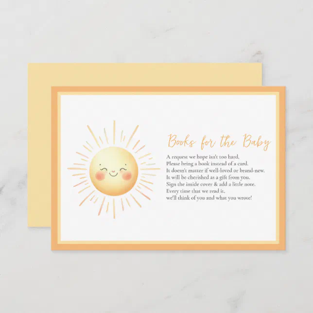 Cute Sunshine Themed Book Request for Baby Shower Enclosure Card