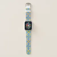 Blue and Yellow Mediterranean Painted Tile Pattern Apple Watch Band