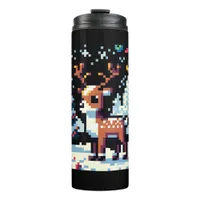 Christmas Reindeer Winter Wonderland Pixel Art Thermal Tumbler