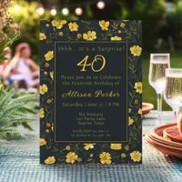 Elegant Yellow Buttercup Surprise Birthday Party Invitation