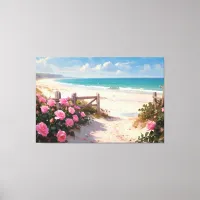 *~* Beach Fences Roses TV2 Stretched Canvas Print