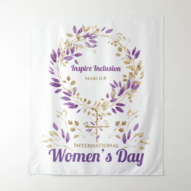 Purple Floral Female Sign Women's Day Postcard Tapestry