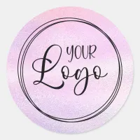 Holographic Faux Pink Foil Logo Classic Round Sticker