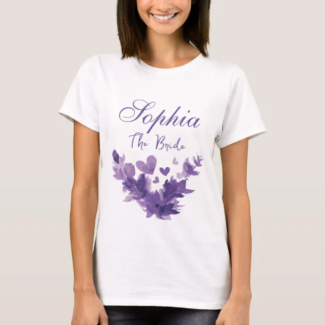 Lavender Watercolor Floral Bachelorette Bride T-Shirt