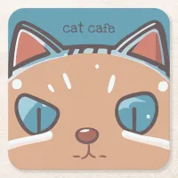 Kitty Cat Faced Square Paper Coaster