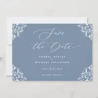 Elegant Dusty Blue Wedding Save the Date Cards