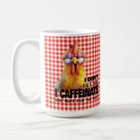 Funny Chicken Rise and Shine Red Gingham Mug