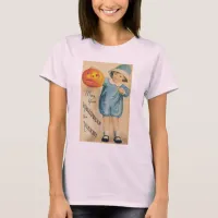 Little Child Holding a Halloween Vintage Pumpkin T-Shirt