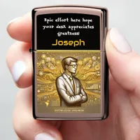 A Data Scientist Visualizing Knowledge at Sunset Zippo Lighter