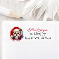 Shih Tzu Dog in Santa Hat Christmas Label