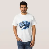 T-Shirt Blue Leopard Design Angry & Dangerous