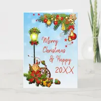 Personalized Merry Christmas Street Light Card