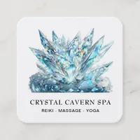 *~* Cosmic Sparkling Magical Blue Crystal QR Square Business Card