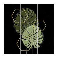 Abstract Geometric Tropical Leaves on Black Triptych