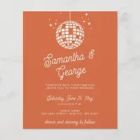 Budget Orange Photo Disco Wedding Invitation