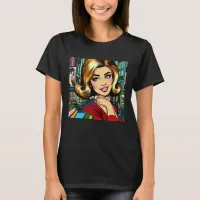 Retro Lady with Shopping Bags Mid Century T-Shirt