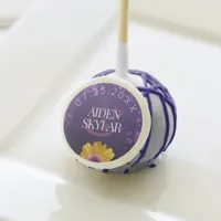 Elegant Golden Daisy with Purple Glitter Wedding Cake Pops