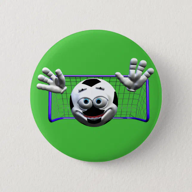 Funny Cartoon Soccer Ball Pinback Button