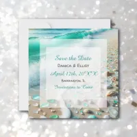 Sea Glass Coastal Photo Wedding Save The Date