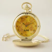 Monogram with Gold Abstract Image Pocket Watch