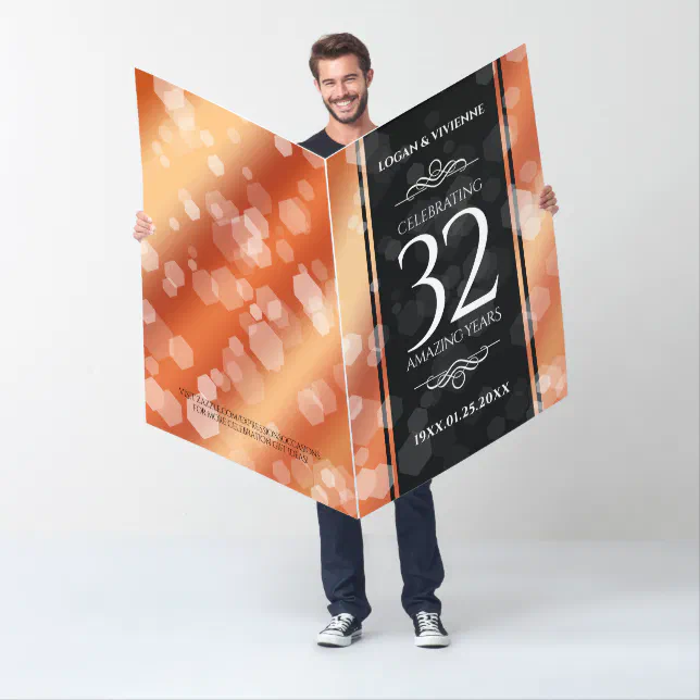 Giant 32nd Bronze Wedding Anniversary Celebration Card