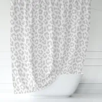 Gray and White Leopard Shower Curtain