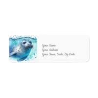 Seal Under the Sea Coastal Beach Label